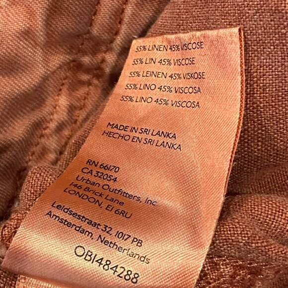 Anthropologie Pilcro Linen Beach Cargo Pants Coral Wide Leg Sz 14 #61W - Picture 11 of 12